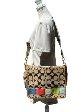 🌻Vintage Y2K Coach Messenger Bag A0771-10754 Signature Monogram Colorblock